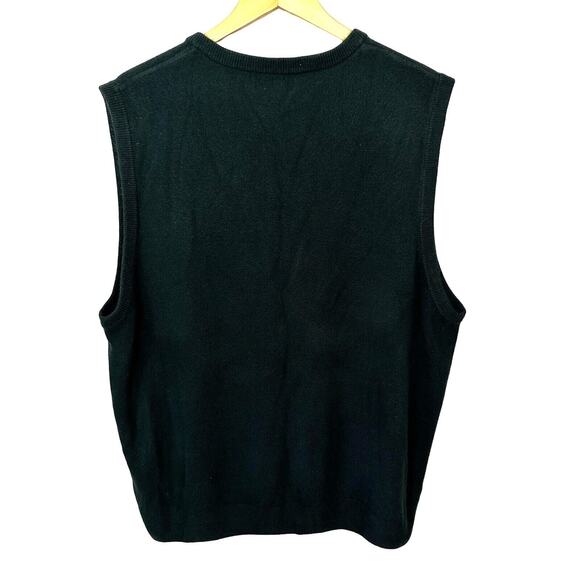 Towncraft Vintage Mens Sweater Vest Dark Green V Neck 2XL Grandpa Y2K Soft - Picture 3 of 4
